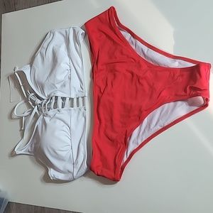 2 pice swimsuit  .red and white.